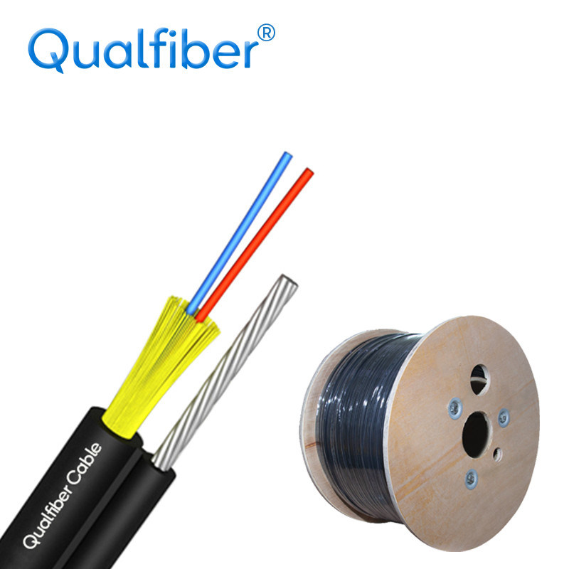 2 Core FTTH Aerial Drop Cable, Kabel Fiber Optic Fleksibel Anti UV LSZH
